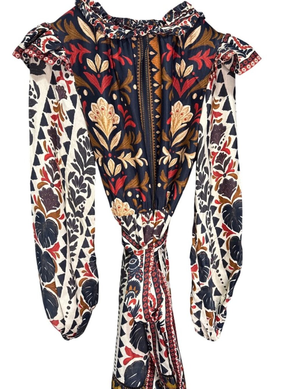 NWT Farm Rio Tapestry Garden High Neck Long Sleeve Dress Medium MSRP $399 - Picture 4 of 13